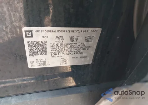 2019 GMC Terrain Slt z USA, uszkodzony, nr VIN 3GKALPEX9KL139600